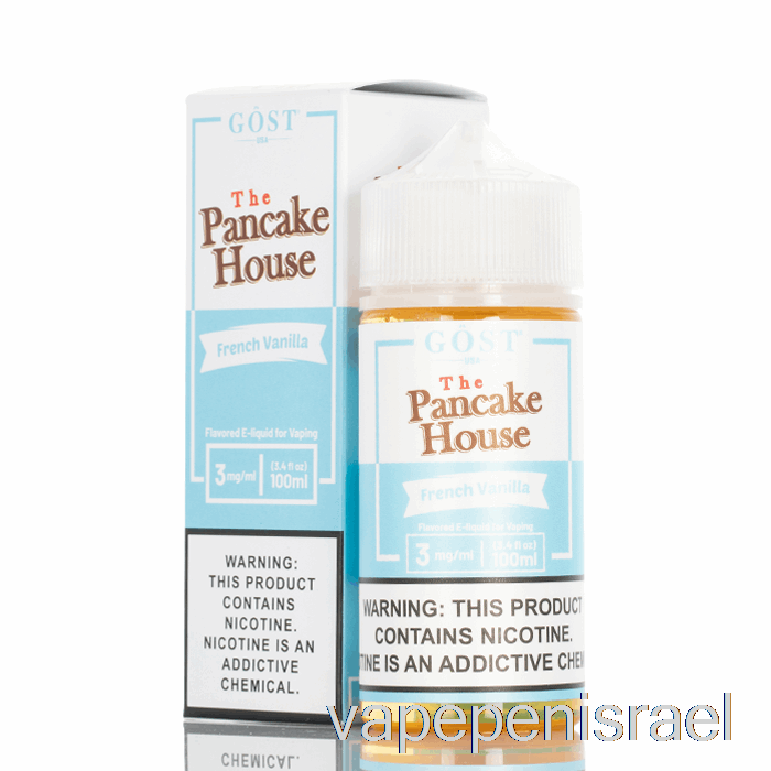 חד פעמי Vape Israel צרפתי וניל - בית הפנקייק - אדי גוסט - 100 מ"ל 3 מ"ג
